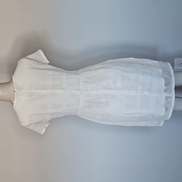 Ann Taylor off white perforated lined dress-8 - Picture 4 of 8